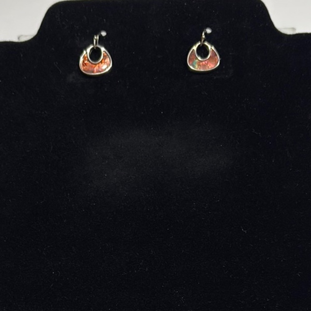 NEW! Delicate Abalone Rose Gold and Coral Drop Earrings